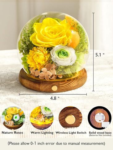 Eterfield Preserved Flowers in Glass Dome with LED Light, Mother's Day Roses Gifts for Mom, Long-Lasting Forever Globe Flowers for Women, Wife, Grandma, Sister, Birthday, Anniversary, Purple in Saudi Arabia