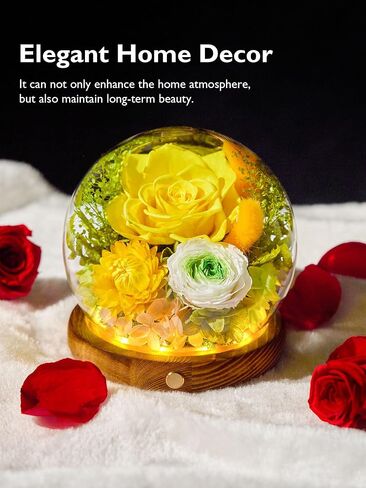 Eterfield Preserved Flowers in Glass Dome with LED Light, Mother's Day Roses Gifts for Mom, Long-Lasting Forever Globe Flowers for Women, Wife, Grandma, Sister, Birthday, Anniversary, Purple in Saudi Arabia