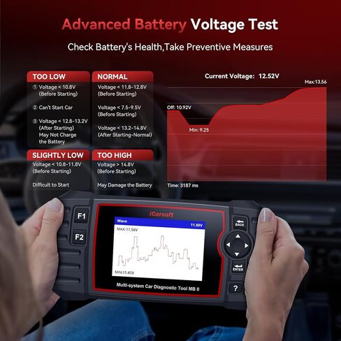 iCarsoft MB II OBD2 Scanner for Mercedes Benz/Sprinter/Smart, All System in-Depth Diagnostic Scan Tool, with Oil Reset/SAS/EPB/ETC/DF/BLD/INJ, Battery Test, Live Graph Data in Kuwait