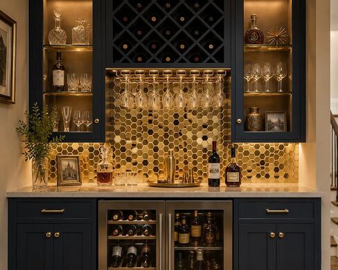 Hexagon Gold Backsplash Tile, Mosaic Sheets 12''x12'' Mesh Mounted Golden 1 Inch, Brushed Shiny Gold Tiles for Kitchen Bathroom Shower Wall Floor Accent Tile Hotel Lobby Décor【5 Sheets】 in Saudi Arabia