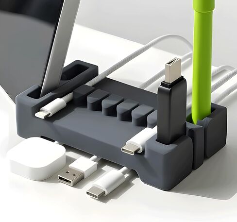 DeskBrick 2pk by CordBrick Heaviest Weighted Cord Organizer for Desktop - Phone Stand, Office Desk Organizer, Cable Management for Home - Multifunctional Gift for Men and Adults (Gray) in Saudi Arabia