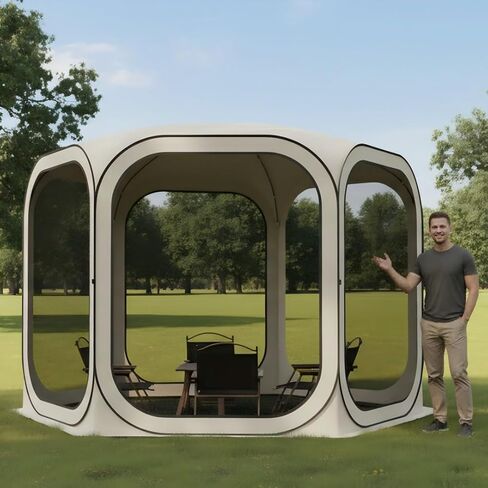 Pop-up Screened Tent, Instant Screen House Portable Screen Room Canopy Outdoor Gazebo with Mosquito Net for Patio, Backyard, Garden and Outdoor Activities, 12x12 in Saudi Arabia