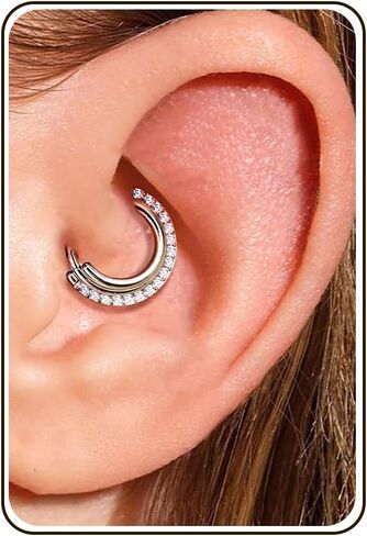 BodyBonita 16G Septum Rings Jewelry - Cubic Zirconia Luxe 316L Stainless Steel Hinged Nose Rings Hoops for Women Conch Piercing Jewelry Tragus Daith Helix Cartilage Hoop Earring 14K Gold Plated/Silver 8mm/10mm in Saudi Arabia