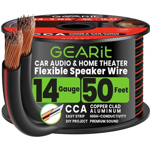 GearIT Pro Series 14AWG Speaker Wire, 14 Gauge Speaker Wire Cable (100 Feet / 30 Meters) Great Use for Home Theater Speakers and Car Speakers, Transparent Black/Green in Saudi Arabia