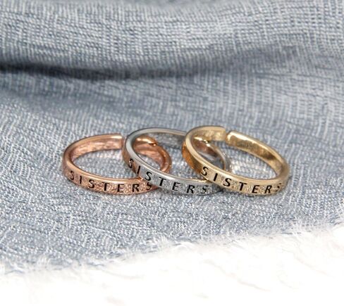 Inspirational Positive Message Engraved Thin Finger Opening Rings 3 in 1 Set - 28 Diff-Phrases in Saudi Arabia