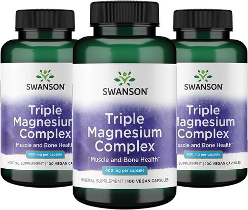Swanson Triple Magnesium Complex - Mineral Supplement - Natural Support - Featuring Citrate, Oxide & Aspartate - (100 Capsules, 400mg Each) in Saudi Arabia