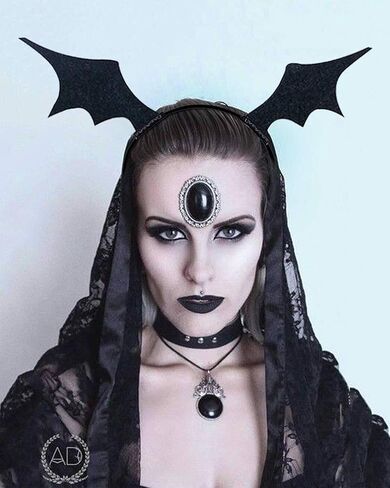 L'VOW Women Bat Wing Headband Devil Headdress Bat Wing Headpiece Halloween Fancy Cosplay Costume (Black) in Saudi Arabia
