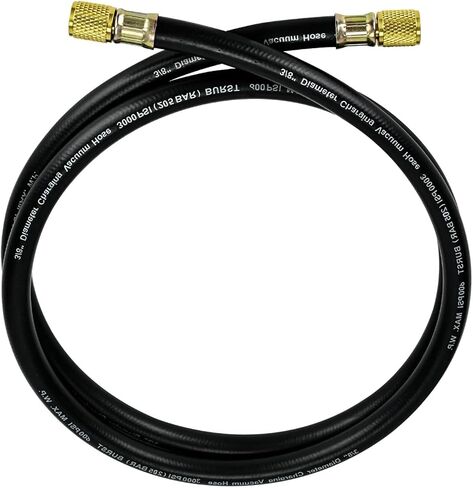 Upgrade 4FT 15648 3/8" HAVC Heavy Duty Charging Vacuum Hose, 3/8" x 3/8" Fittings, 600 PSI Working Pressure 3000 PSI Burst, Flexible Rubber AC Charging Hose for R134A R410A R22 R407C Refrigerant in Saudi Arabia