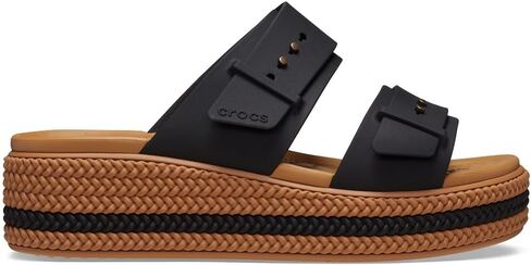 Crocs Women's Low Wedge Brooklyn Woven Buckle Black, 7 in Saudi Arabia