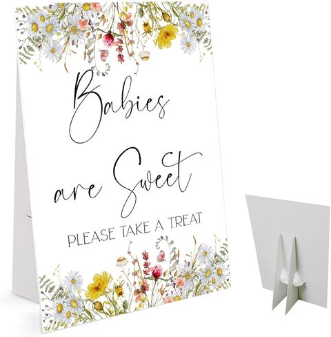 Babies Are Sweet Please Take A Treat Sign(8 x 11 Inch Table Sign with Holder), Baby in Bloom Wildflower Theme, Baby Shower Decoration Sign, Baby Showe Favor Sign-BSLP13 in Saudi Arabia