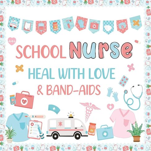 School Nurse Classroom Decorations - Healthcare Workers Nurses Bulletin Board Decorations, Health Medical Cutouts Sets for Students, Back to Nursing School Office Hospital Chalkboard Wall Décor in Saudi Arabia