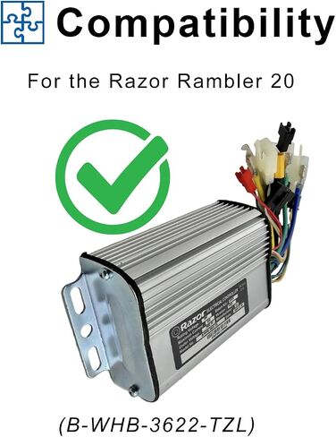 AlveyTech Control Module for the Razor Rambler 16 Electric Mini Bike (Ver 1+) - 36 Volt 15 Amp Speed Controller Model B-WZKD3615A-FGC-T1 with 14 Connectors and 32 Wires, Parts for Adults Scooter Bikes in Saudi Arabia