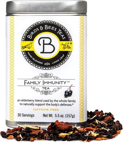 Birds & Bees Teas - Elderberry Tea - Family Immunity Tea is a blend of Organic Herbs! Makes A Delicious Sambucus Elderberry Syrup - 40 Servings, 9.0 oz in Saudi Arabia
