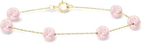 Ross-Simons 6-6.5mm Pink Cultured Pearl Station Bracelet in 14kt Yellow Gold in Saudi Arabia