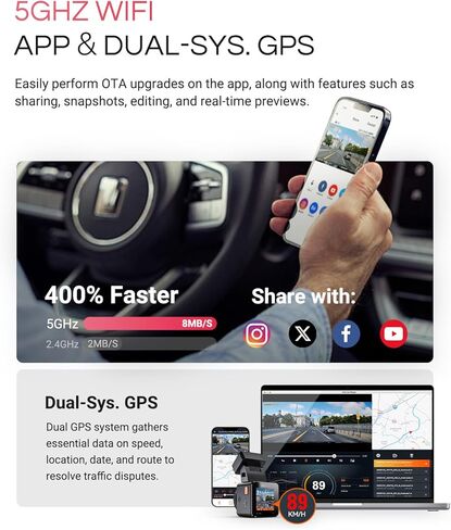 VANTRUE N4, N2S, X4S, N1 Pro(2023), T3 Dash Cam GPS Receiver Module Type C USB Port Adhesive Mount for Windows and Mac in Kuwait