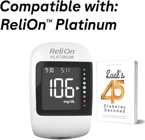 Relion Platinum Test Strips 50 Count. Compatible with ReliOn Platinum Meter, Testing Blood Glucose, Bundle with 45 Diabetes Decoded eBook Included in Saudi Arabia