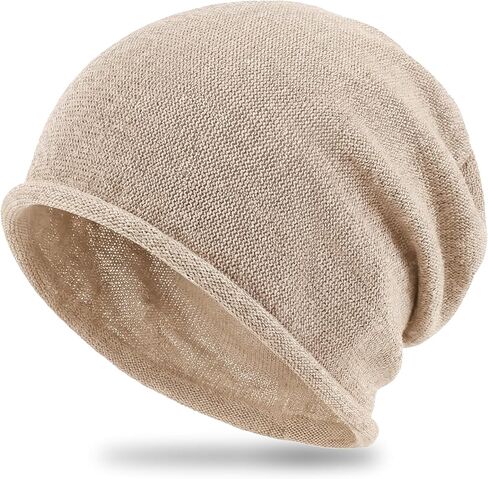 Summer Breathable Linen Slouchy Beanie Hat for Men Women, Lightweight Skull Cap Baggy Slouch Hat for Big Heads in Saudi Arabia