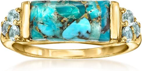 Ross-Simons Turquoise and .70 ct. t.w. Sky Blue Topaz Ring in 18kt Gold Over Sterling. Size 10 in Kuwait