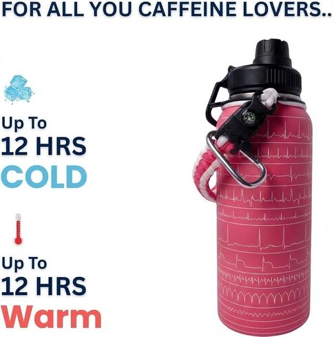 Paramedic Flash EKG Insulated Water Bottle - Durable Stainless Steel Bottle With 11 Cardiac Rhythm Engraved | Emt & Paramedic Gift For Medical Professionals | 32 Oz, Blue in Saudi Arabia