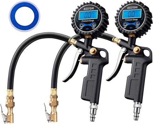 AstroAI Digital Tire Pressure Gauge with Inflator, 250 PSI Air Chuck & Compressor Accessories Heavy Duty with Quick Connect Coupler, 0.1 Display Resolution, Car Accessories, 1Pack, with Case in Saudi Arabia