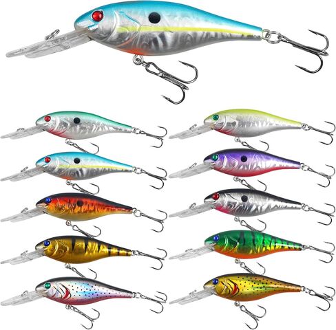 Hard Fishing Lures Bait Minnow Lures Bass CrankBait Set Life-Like Swimbait Deep Diving Sinking Lures with Treble Hook for Bass Trout Walleye Redfish in Saudi Arabia