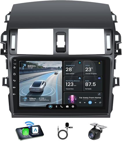 Car Radio Stereo for Toyota Corolla 2009-2012: Upgrade 8 Core 4G+32G Android 13 5G-WIFI 9" 1280*800 Touch Screen - Wireless Carplay Android Auto GPS Bluetooth 5.0 RDS FM Mirror Link Backup Camera SWC in Saudi Arabia