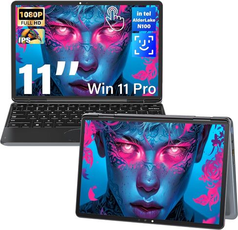 【Win 11 Pro/Office 2019】 2-in-1 Laptop 14-Inch 2K IPS(1920x1200) Touch Screen Tablet,12th Gen Alder Lake N95 CPU(up to 3.4GHz),16GB DDR4, Equipped with Magnetic KB/BT 5.0/Portable (1T NVME SSD) in Saudi Arabia