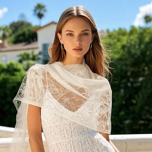2pcs Black and White Lace Shawl Evening Dresses Shawls Sheer Scarfs with Tassels for Women Wedding Formal Party in Saudi Arabia
