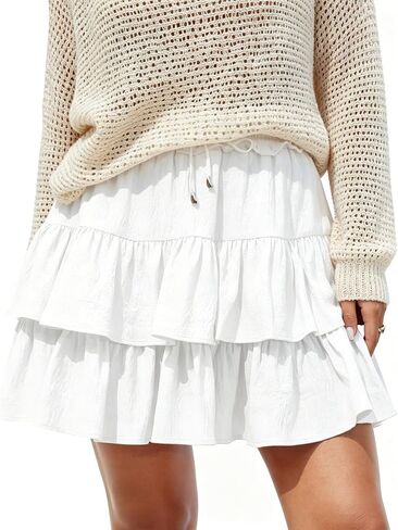 Hanpceirs Mini Skirts for Women Boho Ruffled Athletic Tennis Skorts Casual High Waist A-Line Short Skirt in Saudi Arabia