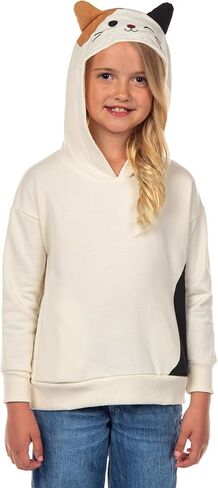 Bioworld Squishmallows Hoodie Girls' Cam The Cat 3D Plush Ears Embroidered Face Kids Pullover Sweatshirt in Saudi Arabia
