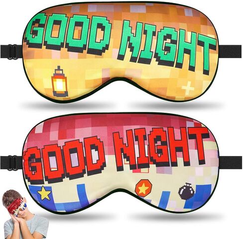 2 Pcs Sleep Mask for Kids Boys, Silk Eye Covers for Sleeping, Adjustable Strap & Light Blocking Design, Adult Children's Bedtime Blindfold for Travel and Home Use (My World) in Saudi Arabia