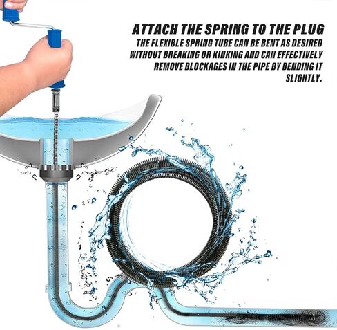 32.8 Feet x 1/2 inch Solid Drain Cleaning Cable with Six Shapes of Cutters, Manually Adapter and Powered Adapter, Steel Flexible Solid Core Sewer Drain Auger Snake Clog Pipe Removal Tool in Saudi Arabia