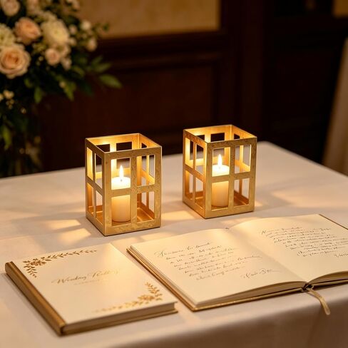 Hosley Iron Lantern Set of 2 - Iron Lantern with Two Free Tealight Candles for Home Decor Items | Candles for Home Decoration | Candle Holders for Home Decor | (Pack of 2, White) in Saudi Arabia