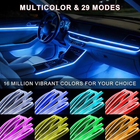 Car LED Lights Interior Wireless 5 in 1 RGB Ambient Lighting Kit with 236" Fiber Optic, 16 Million Colors, APP Music Sync, Waterproof Strip Lights for Cars, Trucks, SUVs in Saudi Arabia