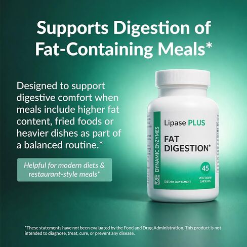 Lipase Plus - Keto diet, digestive enzyme formula, fatty food digestion, omega fatty acid absorption | 45 count in Saudi Arabia