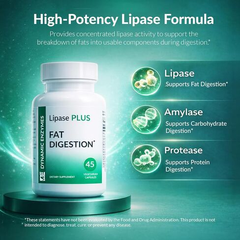 Lipase Plus - Keto diet, digestive enzyme formula, fatty food digestion, omega fatty acid absorption | 45 count in Saudi Arabia