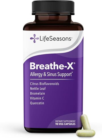 Life Seasons - Breathe-X - Fast Acting Allergy Relief Supplement - Reduce Sinus and Nasal Discomfort - Naturally Boost Immune System - with Quercetin, Bromelain, Nettle Leaf - (180 Count) in Saudi Arabia