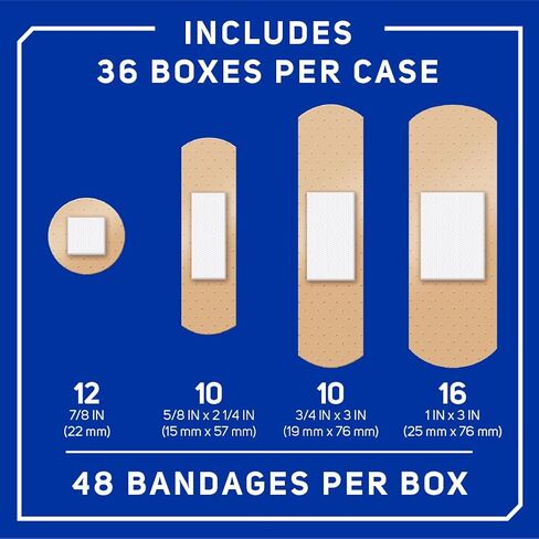 Care Science Foam Adhesive Bandage, 48ct Assorted Sizes | Foam Adhesive Bandages for Wounds, with Long Lasting 8 Hour Protection Wound Covering, Non-Stick Self Adhesive Dressing in Saudi Arabia