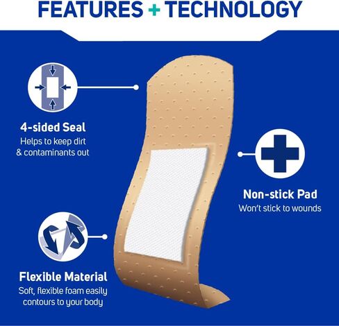 Care Science Foam Adhesive Bandage, 48ct Assorted Sizes | Foam Adhesive Bandages for Wounds, with Long Lasting 8 Hour Protection Wound Covering, Non-Stick Self Adhesive Dressing in Saudi Arabia