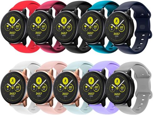 TOOLAIK 10-Pack 20mm Watch Bands Compatible with Samsung Galaxy Watch 6/5/4/, Galaxy Watch 3, 41mm Bands/Samsung Active 2 Watch Band 40mm /44mm,20mm Sports Wristband Bands For Women Men in Saudi Arabia