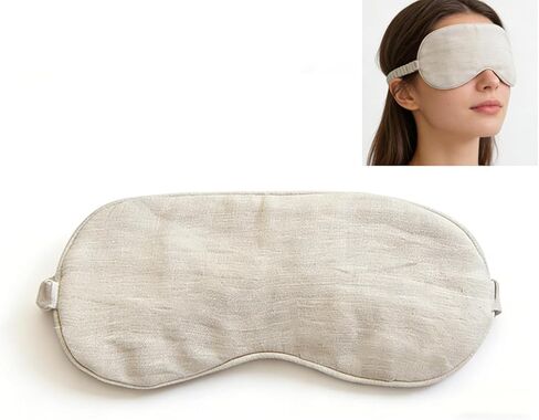 Pure Linen Eye Mask, 100% Linen Eye Mask for Girls, Organic Cotton Eye Masks for Sleeping Travel Breathable Sleep Mask for Women Man (raw Hemp Color) in Saudi Arabia
