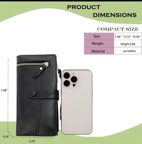 Slim Wallet for Women Men, Large Capacity Card Holder Clutch Purses Wristlet Wallets with Zipper Coin Pocket in Kuwait