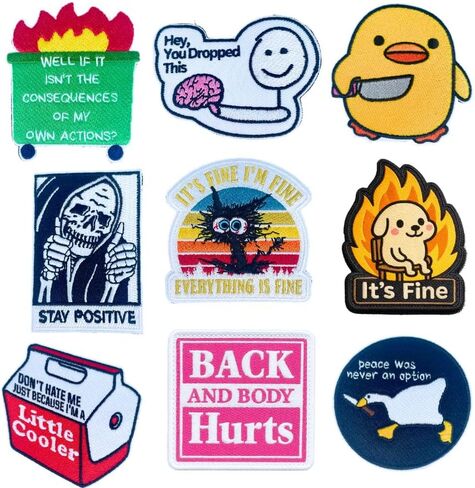 YJ PREMIUMS 9PC Funny Patches, Hook and Loop Tactical Morale Patch for Backpack Vest | Cool Cute Small Embroidered Patche pacthes ****This is Fine Dog | Crossfit Military Army Outdoor Backpacks in Saudi Arabia