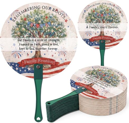 100 Pcs Family Reunion Party Favors Family Tree Round Handheld Fans Remembering Our Roots Plastic Fans with Handle for Party Favors Gifts in Saudi Arabia