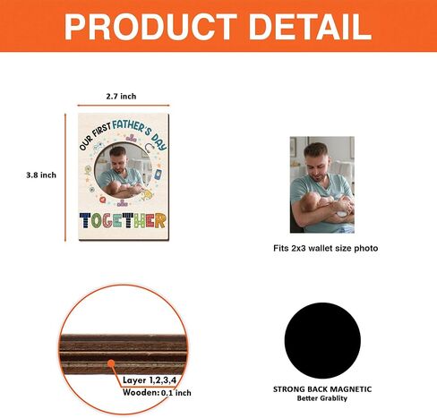 Magnetic Picture Frames - Our First Father's Day Together - Cute Fridge Magnet Photo Frame for New Dads - First Father’s Day Keepsake - Magnetic Frames for Refrigerator in Saudi Arabia
