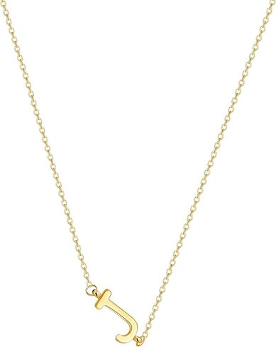Initial Necklaces for Women, Dainty Gold Letter Necklace 14k Gold Plated Sideways Initial Necklace Cute Name Simple Choker Necklaces for Women Trendy Jewelry Gifts in Saudi Arabia