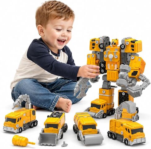 Toys for Ages 5-7, 5-in-1 Take Apart Vehicle Trucks Transform to Robot, 5 6 7 Year Old Boy Christmas Birthday Gift Ideas, Robot Toys for Kids 5-7 in Saudi Arabia