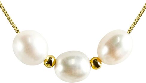 PEARLIE Gold Necklace for Women, Unique Pink Freshwater Pearl Beads 4-4.5mm, Handmade Choker Necklaces Delicate Chain Pearl Pendant Necklace Nnhance the Neckline in Saudi Arabia