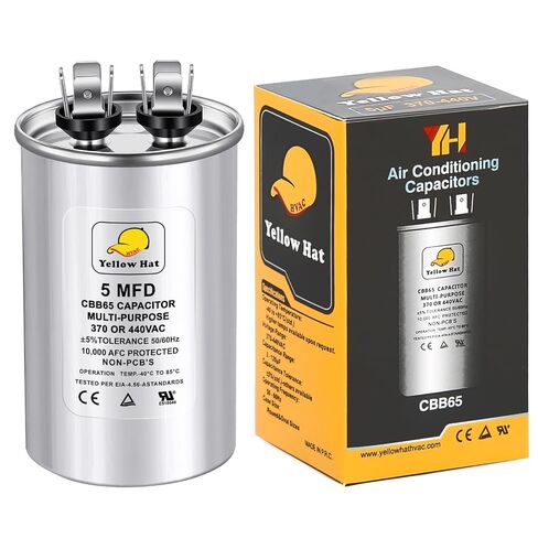 Capacitor for Air Conditioner 60 uf MFD 370 or 440 Volt VAC, Multi-Purpose Round Capacitor for AC Motor Run or Fan Motor Start or Condenser Straight in Saudi Arabia
