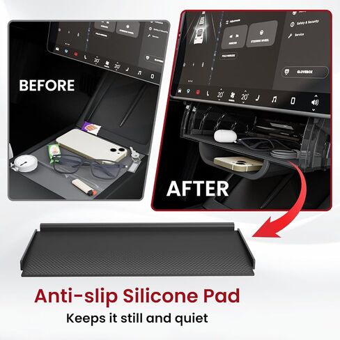 BarBaren Hideable Under Screen Storage Model Y/3, Magnetic Center Console Organizer for Tesla Model Y 2025-2020 & Model 3 2017-2023 (Not fit 2024 Model 3 Highland or 2025 Refreshed Model Y Juniper) in Kuwait